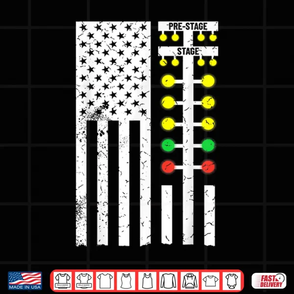 Design Drag Racing Flag American Drag Racer Drag Strip Tree Light Shirt