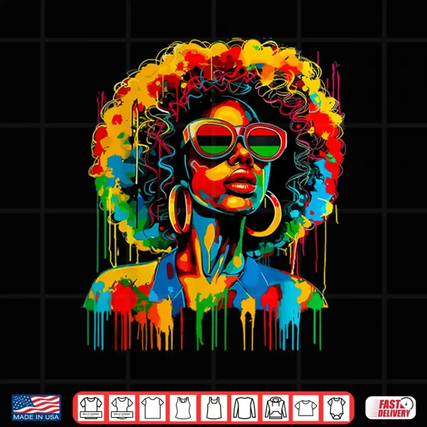 Design Dripping Black Womens Queen Afro African Melanin Juneteenth Shirt