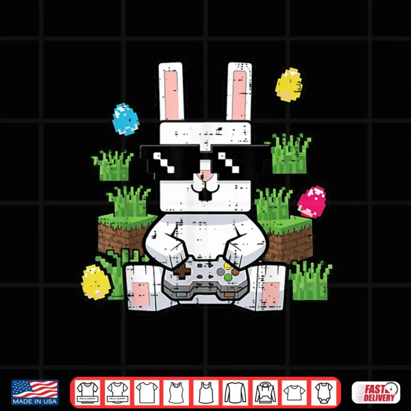 Design Easter Bunny Pixel Gaming Rabbit Gamer Boys Kids Youth Men Shirt