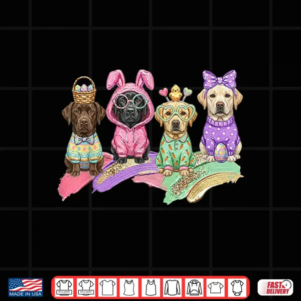 Design Easter Day Labrador Retriever Dog Outfit Bunny Ears Egg Shirt