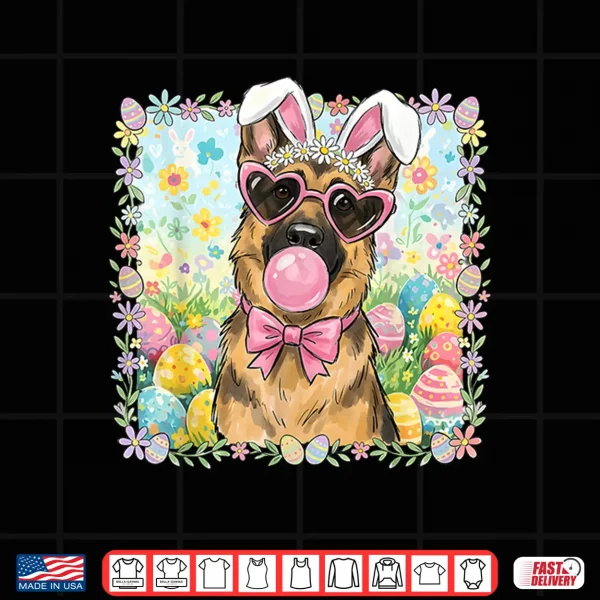 Design Easter Dog Bunny Ears Funny German Shepherd Easter Bunny Dog Shirt