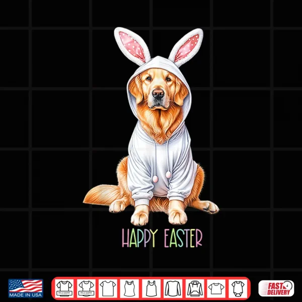 Design Easter Dog Bunny Spring Golden Retriever Easter Egg Hunting Shirt