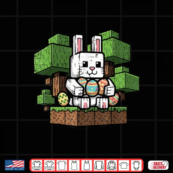 Design Easter Gamer Bunny Pixel Rabbit Gaming Boys Kids Youth Men Shirt