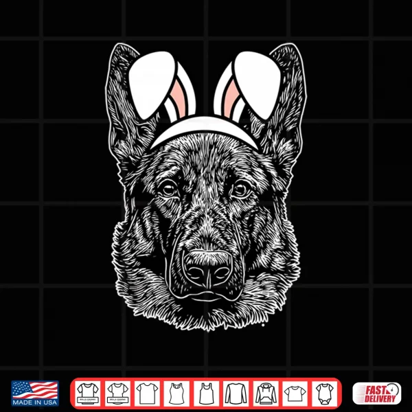 Design Easter German Shepherd Cute Dog Spring Easter Bunny Ears Shirt