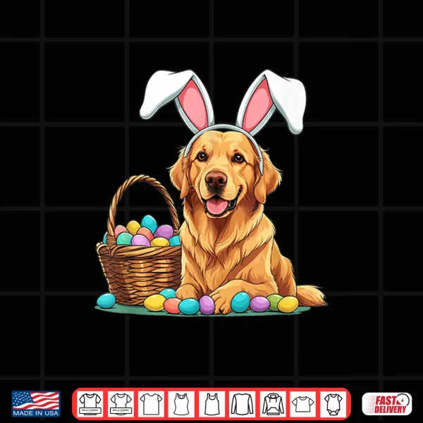 Design Easter Golden Retriever dog with Bunny Rabbit Ears Shirt