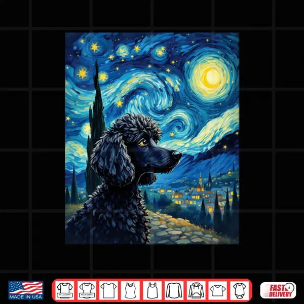 Design Elegant Poodle Van Gogh Starry Night Graphic Shirt