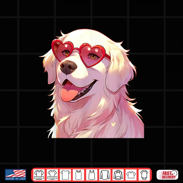 Design English Cream Golden Retriever Mom Gifts Heart Glasses Love Shirt