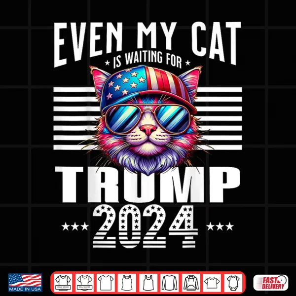 Design Even My Cat Is Waiting For Trump 2024 Maine Coon Supporters Shirt