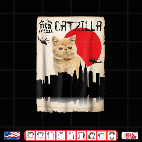 Design Exotic Shorthair orange Cat Catzilla Shirt