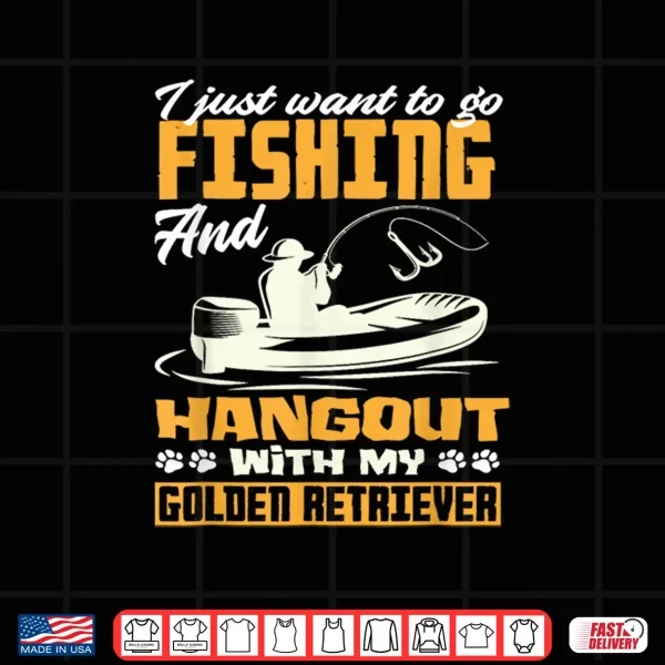 Design Fishing Golden Retriever Fisherman Dog Lover Dad Father Shirt
