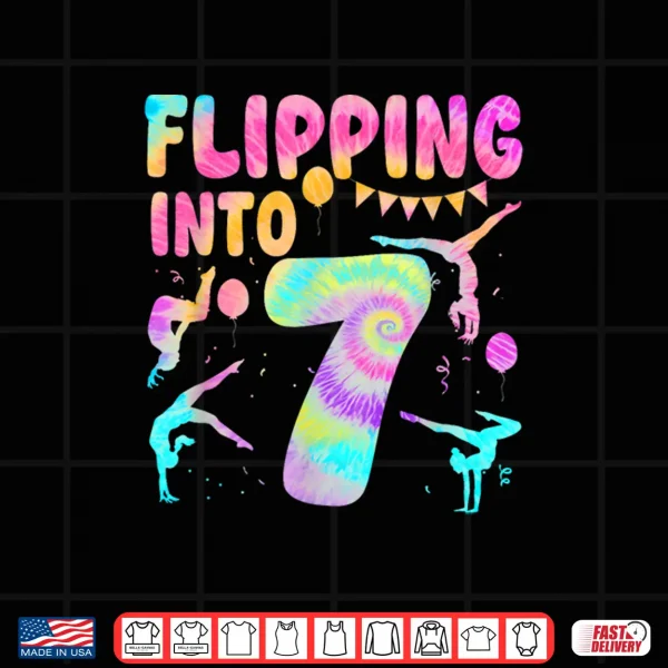 Design Flipping Into 7 Years Old Birthday Girl Gymnast 7th Shirt