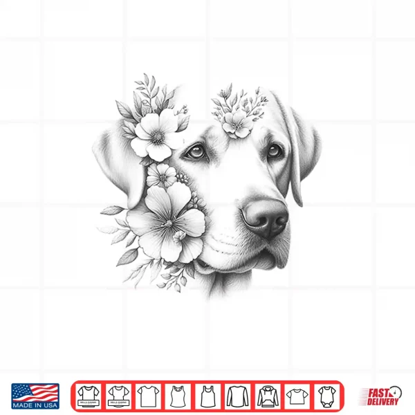 Design Floral Labrador Retriever Lab Flower Dog Mom Design Shirt