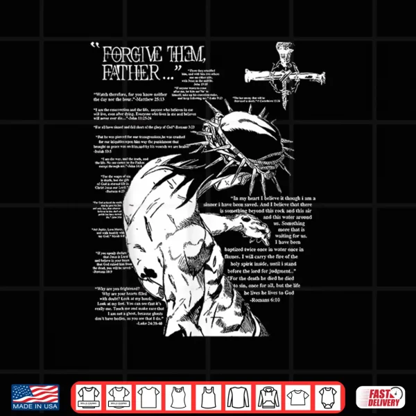 Design Forgive Them Father Anime Jesus Cross Tee Shirt