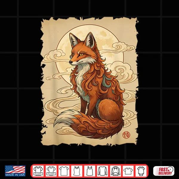 Design Fox Japanese Art Kitsune Style Kawaii Anime Traditional Fox Shirt