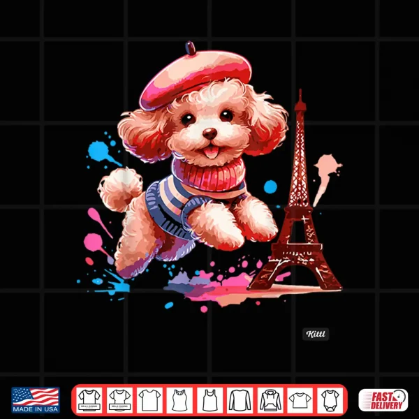 Design French Paris Eiffel Tower Fashion Toy Poodle Paris Puppy Shirt