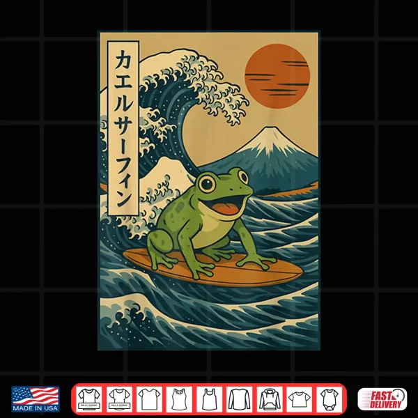Design Frog Surfing Japanese Shirt