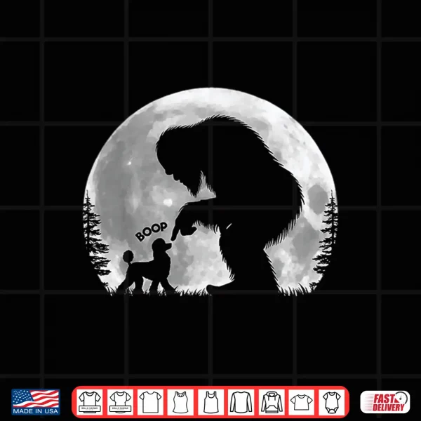 Design Fun Hand Boop Nose Bigfoot Sasquatch Poodle Moon Shirt