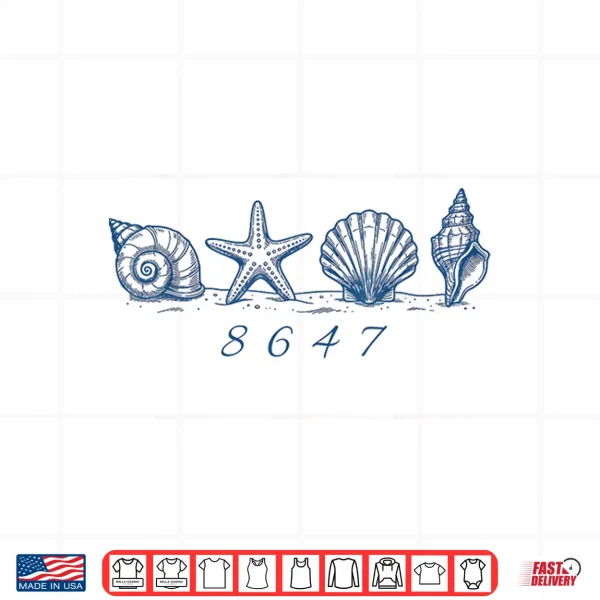 Design Funny 86 47 Seashells Sea Shells Beach Funny 8647 Shirt