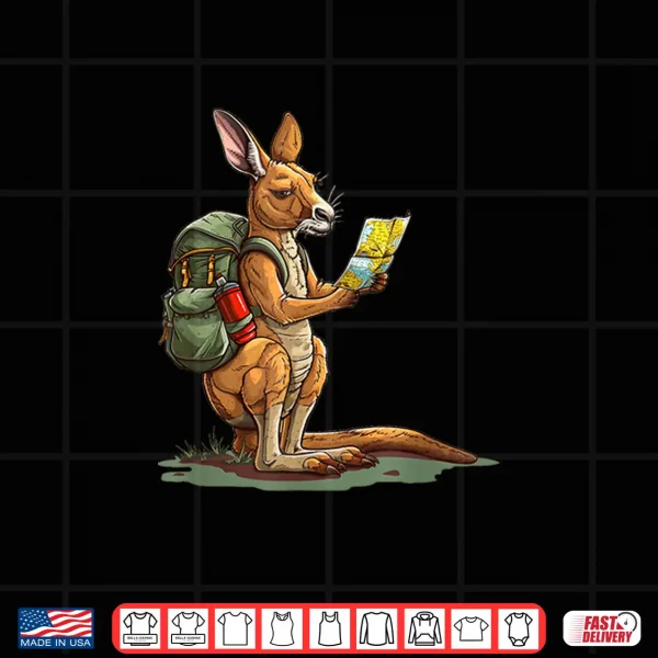 Design Funny Adventures Kangaroo with Backpack and Map Costume Shirt