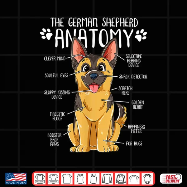 Design Funny Anatomy German Shepherd Dog Owner Shirt
