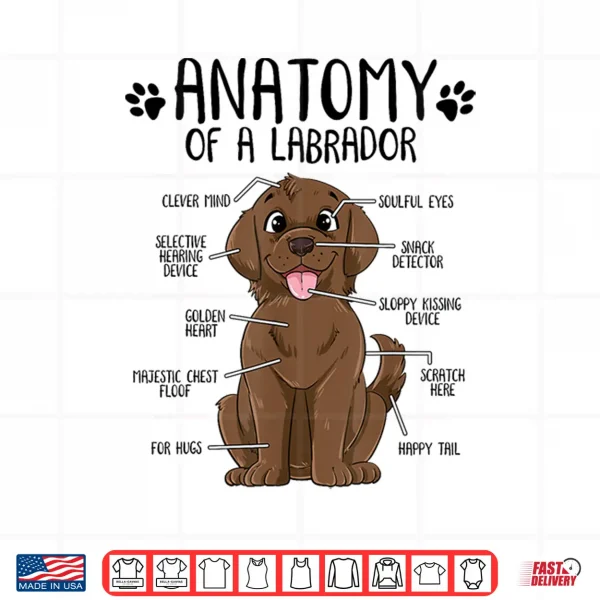 Design Funny Anatomy Labrador Retriever Chocolate Lab Dog Owner Shirt