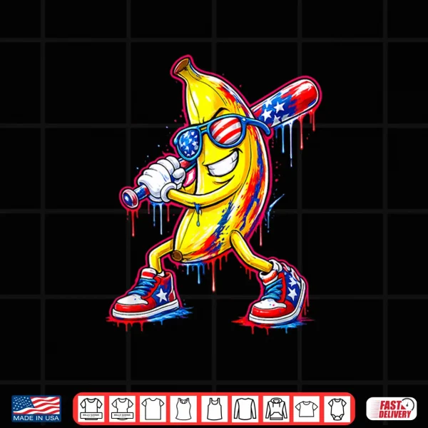 Funny Baseball Drip 4Th Of July Ice Cream Shirt 4 Design Funny Baseball Drip 4th of July Ice Cream Shirt