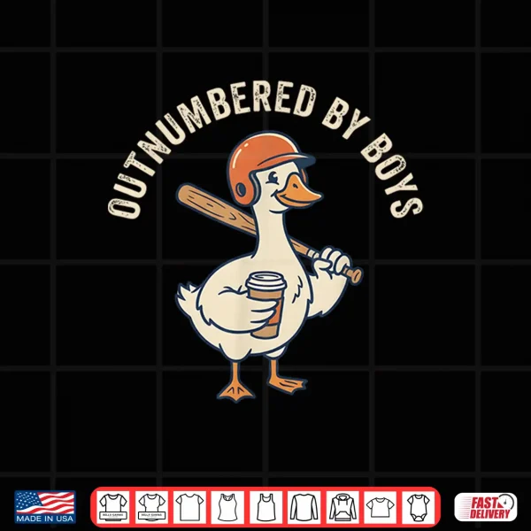 Design Funny Boy Mom Goose Mothers Day Outnumbered By Boys Baseball Shirt
