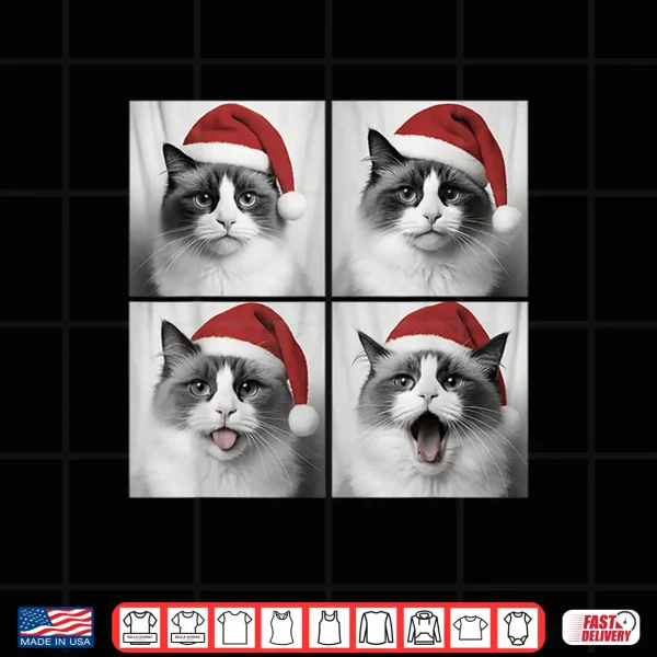 Design Funny Christmas Ragdoll Cat Santa Photo Booth Shirt