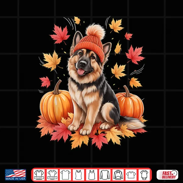 Design Funny German Shepherd Fall Scarf Autumn Leaves Dog Lovers Shirt