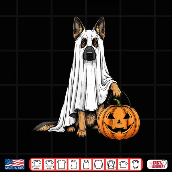 Design Funny German Shepherd Ghost Pumpkin Spooky Dog Lover Shirt