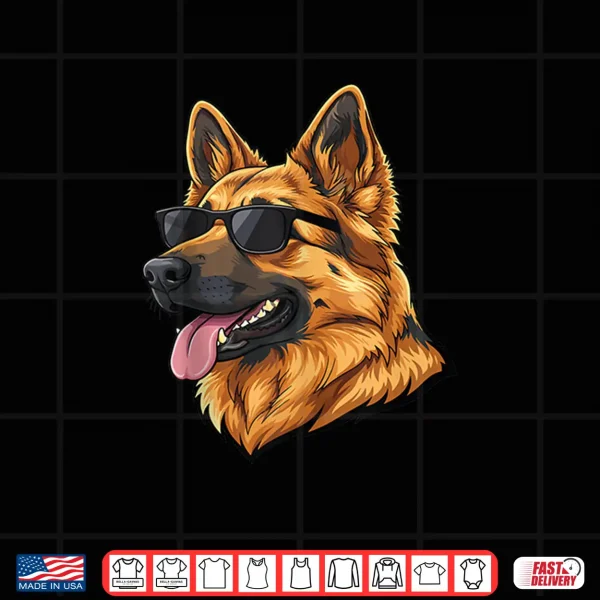Design Funny German Shepherd Illustration Vintage Dogs Pets Animals Shirt