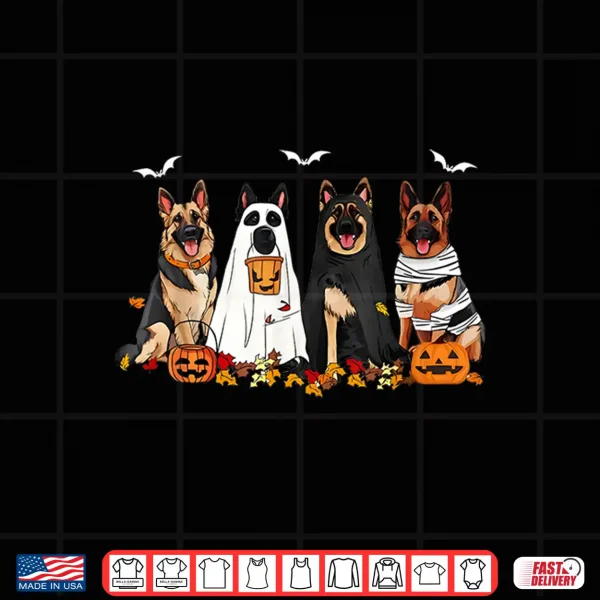 Design Funny Ghost German Shepherd Halloween Dog Mom Dog Witch Shirt