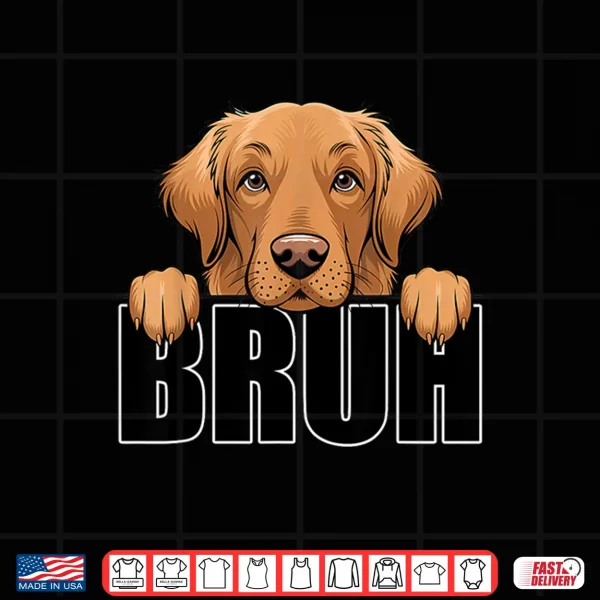 Design Funny Golden Retriever Bruh Cute Dog Lover Men Boys Kids Shirt