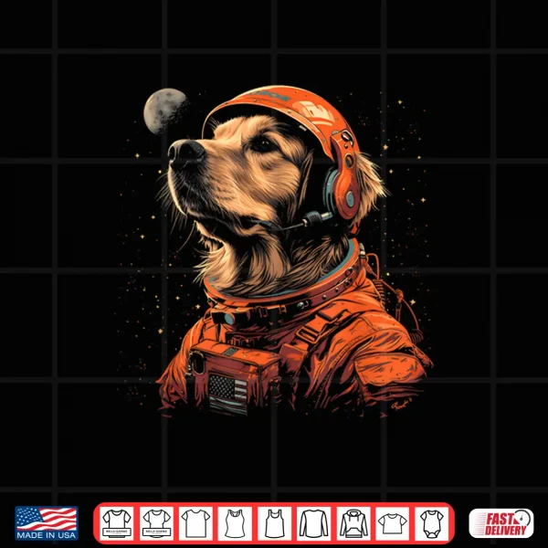 Design Funny Golden Retriever Lovers Dog Astronaut In The Space Shirt