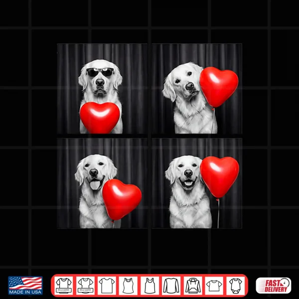 Design Funny Golden Retriever Photobooth Dog Lover Valentines Shirt