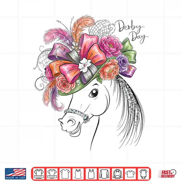 Design Funny Horse Racing Derby Day Girls Women Shirt