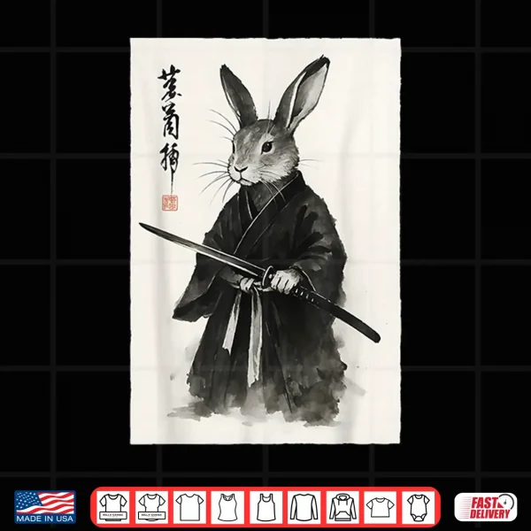 Design Funny Japanese Anime Manga Style Martial Arts Samurai Rabbit Shirt