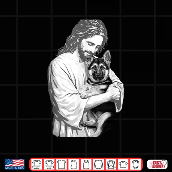 Design Funny Jesus German Shepherd Christian Dog Lover Graphic Shirt