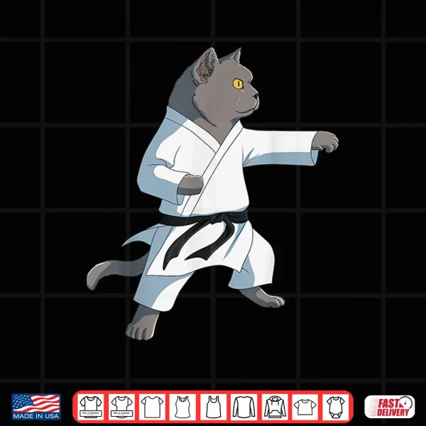 Design Funny Karate British Shorthair Cat Shirt
