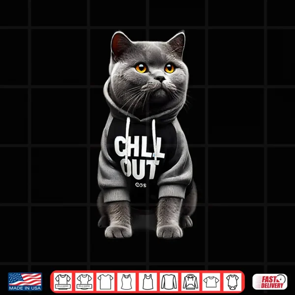 Design Funny Lazy British Shorthair Cat Chillin Relaxing Chill Out Shirt