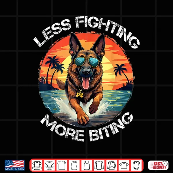 Design Funny Less Fighting More Biting K Nine Dog Police Handler Shirt