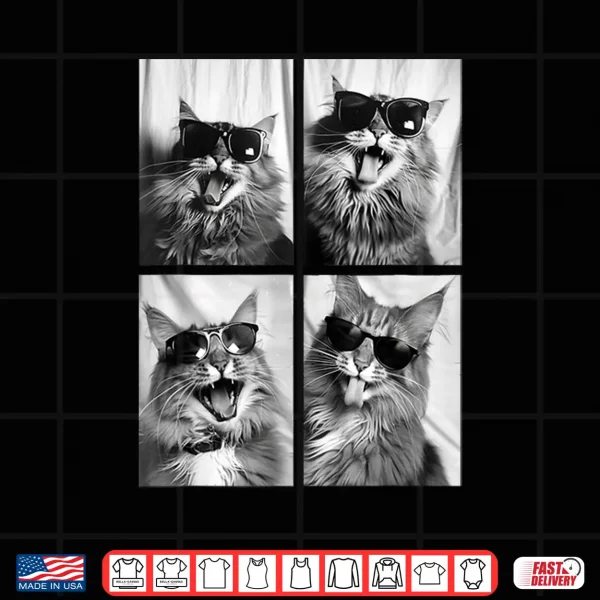 Design Funny Maine Coon Cat Lover Cute Kitten Sunglasses Pet Feline Shirt