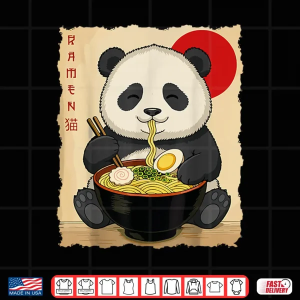 Design Funny Panda Ramen Kawaii Anime Japanese Graphic Women Men Shirt