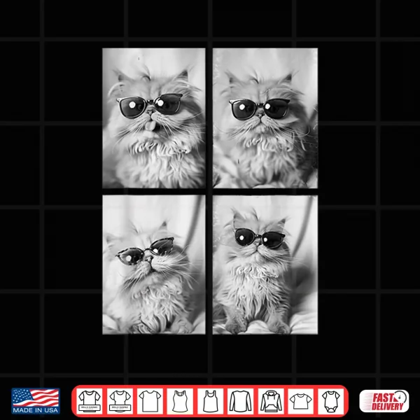 Design Funny Persian Cat Lover Cute Kitten Sunglasses Pet Feline Shirt