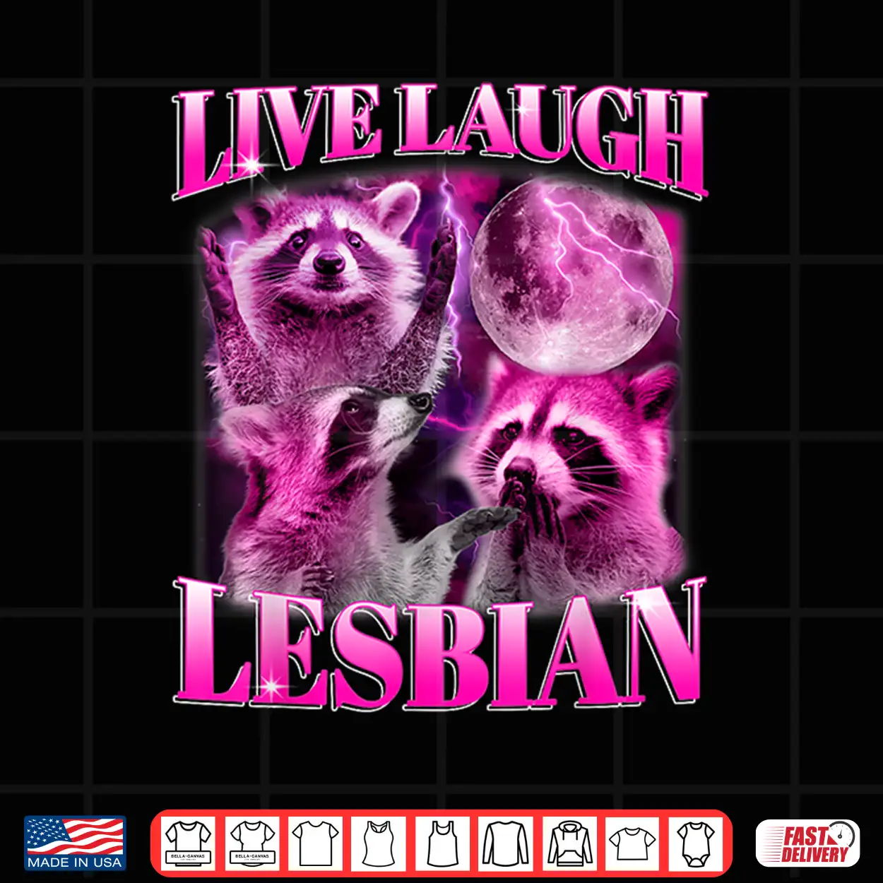 Funny Pink Raccoon Live Laugh Lesbian Lgbtq Pride Month Shirt Funny Pink Raccoon Live Laugh Lesbian Lgbtq Pride Month Shirt