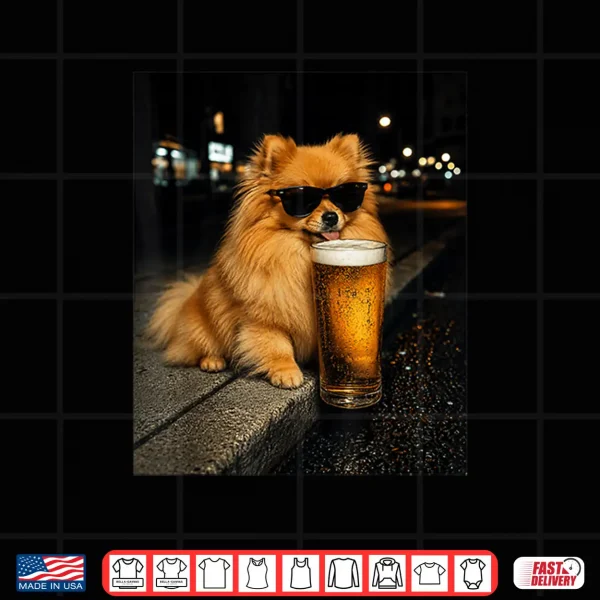 Funny Pomeranian Drinking Beer Vintage Dog Lover Meme Humor Shirt 4 Design Funny Pomeranian Drinking Beer Vintage Dog Lover Meme Humor Shirt