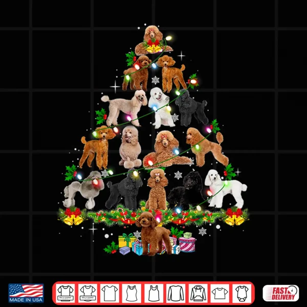 Design Funny Poodle Christmas Tree Ornament Decor Xmas Dog Dad Mom Shirt
