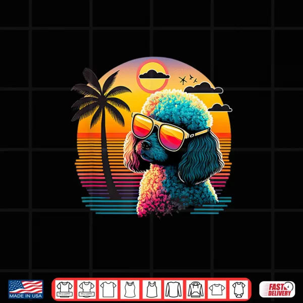 Design Funny Poodle Dog Miniature Poodle Toy Poodle Retro Sunset Shirt