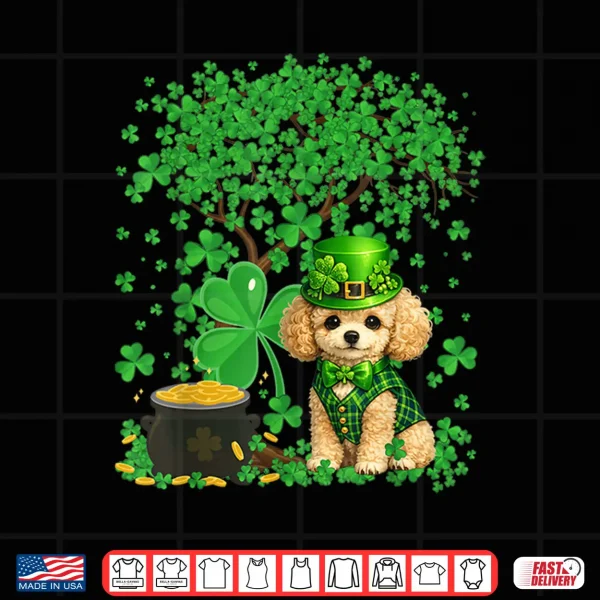 Design Funny Poodle Dog Shamrock St Patricks Day Shirt