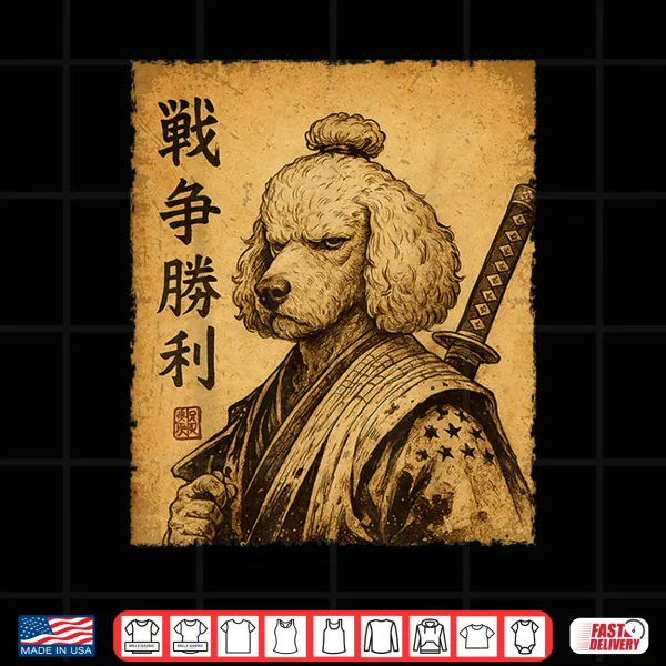 Design Funny Poodle Samurai Dog Vintage Shirt